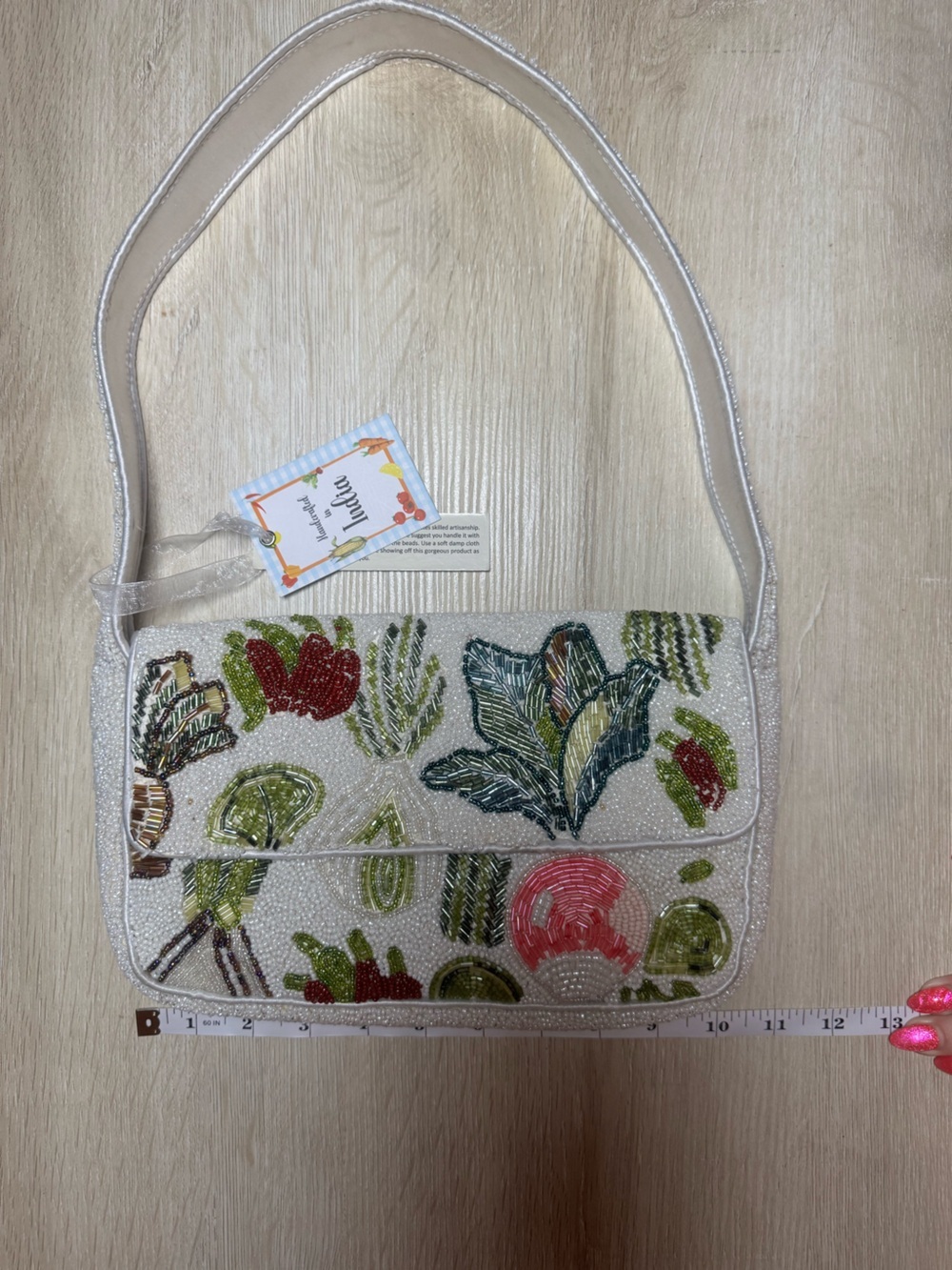 Handcrafted In India Beaded Vegetable Shoulder Bag NWT - Picture 6 of 9